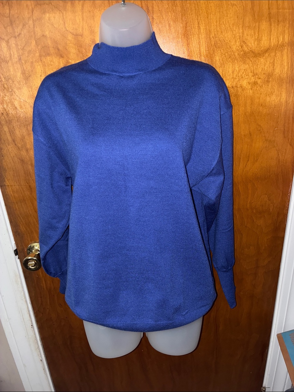 Women's Blue Mock Neck Sweater
